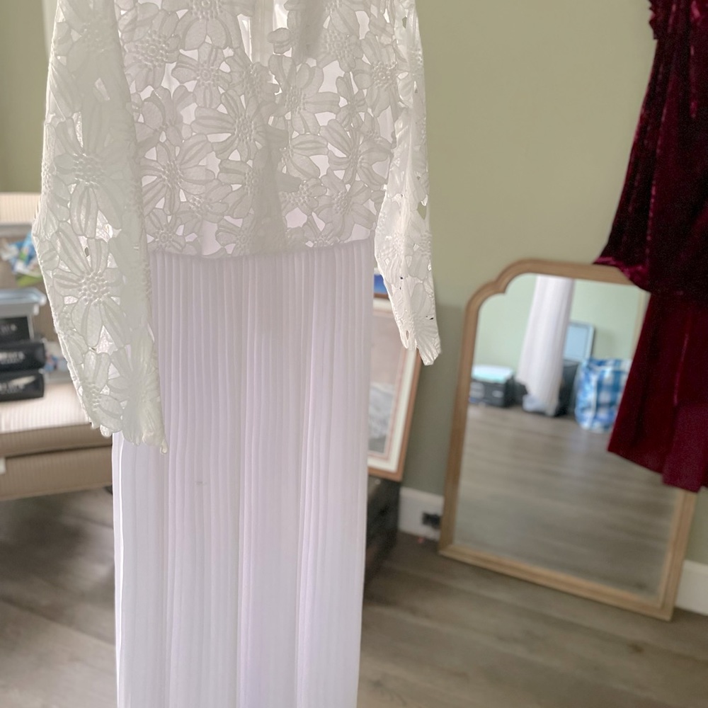 Eloquii size 14 NWT lace long sleeve white pleated dress
